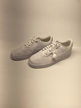 Nike Womens Court Vision Low NN Triple White  Sneaker Sz 10